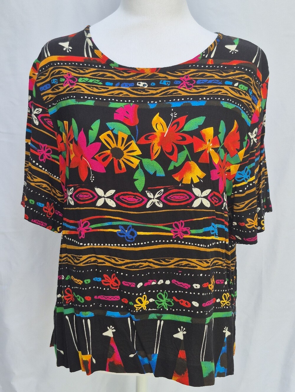 VINTAGE 90s PETER POPOVITCH Tropical Floral Women's Top Size L MADE IN USA